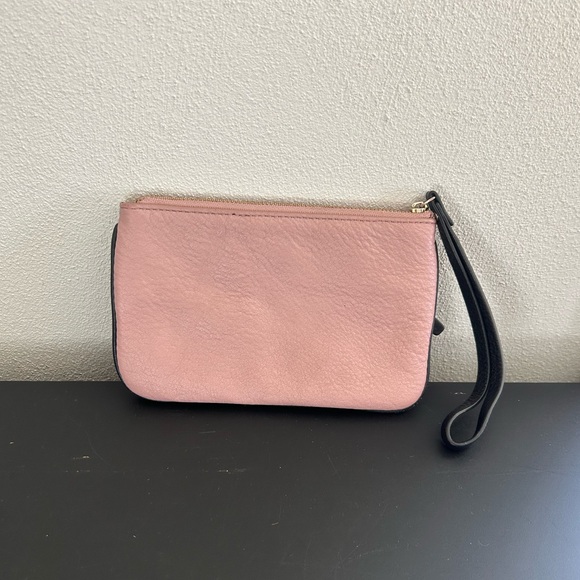 Kate Spade Pebbled Leather Pink Black Wristlet Clutch Coin Purse - Picture 13 of 14